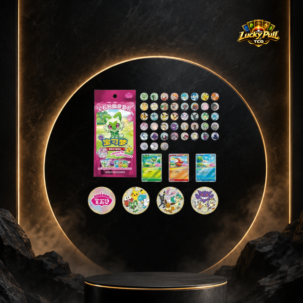 Simplified Chinese Gem Badge Pack| Pokémon TCG Gem Packs & Collectible Badge Set